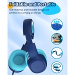 Tronsmart KH01 Auriculares para Niños, Volumen de Seguridad Plegable 85/93dB, HD Estéreo Conector de 3,5 mm Auriculares Supraaurales con Cable para Niñas y Niños, Escuela, Viajes, Tabletas - Azul - Imagen 2