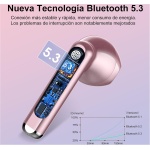 Jesebang Auriculares Inalámbricos, 2024 Auriculares Bluetooth 5.3 con HD Micrófono, Cascos Inalambricos Bluetooth con Potentes Altavoces de 13 mm, Sonido Melodioso, LED Pantalla, Oro Rosa - Imagen 3