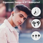 Auriculares Inalambricos Bluetooth, In-Ear Auriculares Bluetooth 5.4 con 4 ENC Cancelacion Ruido HD Mic, 45H Estéreo HiFi Cascos Inalambricos Bluetooth IP7 Impermeable/Pantalla LED/Carga Rápida Tipo-C - Imagen 7