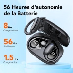 CASCHO Auriculares Inalambricos Bluetooth 5.3,Cascos Inalambricos Bluetooth HD Mic, 56H de Juego, Llamada ENC HD, Pantalla LED, Auriculares Bluetooth Deportivos con IPX7 Impermeable, USB-C - Imagen 3