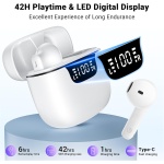kauguo Auriculares Inalámbricos Bluetooth 5.3 Cascos Inalambricos Bluetooth HiFi Estéreo con 4 HD Micrófonos, 42H Auriculares in Ear Control Táctil, IP6 Impermeables, Carga USB-C con Pantalla LED - Imagen 3