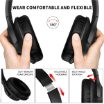 KVIDIO Auriculares Inalambricos Bluetooth, 65 Horas de Reproducción Auriculares Bluetooth, Cascos Ligeros Plegables con Micrófono, Graves Profundos (Negro) - Imagen 7