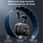 Renimer Auriculares Inalámbricos Bluetooth 5.3 con 4 HD Mic, 40H HiFi Estéreo Cascos Inalámbricos Bluetooth con Pantalla LED, Reducción de Ruido, 14.2 mm Controlador Dinámico, IP7 Impermeable - Imagen 5