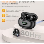 Auriculares Inalámbricos Deportivos - Auriculares Bluetooth 5.3 con 4 HD Mics e Flexible Oreja de clip, HiFi Estéreo Auriculares Inalambricos para Correr y Cascos de Carga Inalámbrica, Negro (2024) - Imagen 2