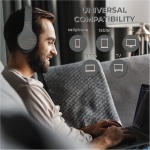 PowerLocus Auriculares Inalámbricos Diadema, Cascos Bluetooth con Micrófono Incorporado, Alta fidelidad Estéreo Plegables Cerrados, Micro SD/TF, FM para Móviles/TV/PC (Gris Asfalto) - Imagen 3