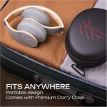 PowerLocus Auriculares Inalámbricos Diadema, Cascos Bluetooth con Micrófono Incorporado, Alta fidelidad Estéreo Plegables Cerrados, Micro SD/TF, FM para Móviles/TV/PC (Gris Asfalto) - Imagen 8