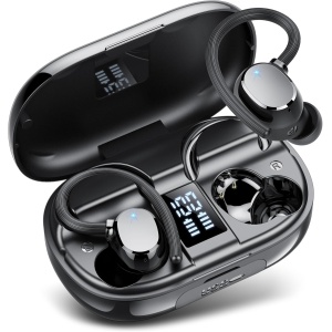 Auriculares Inalambricos, Auriculares Bluetooth 5.3 HiFi Estéreo Deportivos con 4 ENC Cancelacion Ruido HD Microfono, 128H Cascos Inalambricos Bluetooth LED Pantalla,IP7 Impermeable para Running Sport
