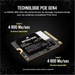 Corsair MP600 Mini 1 TB M.2 NVMe PCIe x4 Gen4 SSD – M.2 2230 – hasta 7.000MB/seg Lectura Secuencial – NAND 3D TLC de Alta Densidad – Ideal para Steam Deck y Microsoft Surface – Negro - Imagen 3