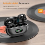 Auriculares Inalámbricos Deportivos - Auriculares Bluetooth 5.3 con 4 HD Mics e Flexible Oreja de clip, HiFi Estéreo Auriculares Inalambricos para Correr y Cascos de Carga Inalámbrica, Negro (2024) - Imagen 3