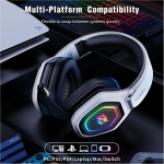 Ozeino Cascos Gaming Inalámbricos para PC/Ps5/Ps4, Auriculares Gaming Inalámbricos de 2,4GHz Wireless+Bluetooth, Baja Latencia Calidad de Sonido sin Pérdidas, Duración 30Hr+ - Imagen 6
