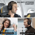 KVIDIO Auriculares Inalambricos Bluetooth, 65 Horas de Reproducción Auriculares Bluetooth, Cascos Ligeros Plegables con Micrófono, Graves Profundos (Negro) - Imagen 5