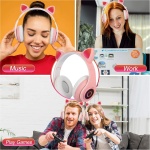 Sendowtek Auriculares Inalámbricos Niños Cascos Diadema con Oreja de Gato Auriculares Diadema Bluetooth con Microfono Incorporado Auriculares Rosa Regalo para Niños Niña Cumpleaños Navidad - Imagen 8