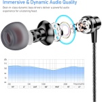 Blukar Auriculares In Ear, Auriculares con Micrófono y Cable Cómodo Reducción Ruido Sonido Estéreo Control de Volumen para Todos los Dispositivos de Auriculares de 3.5mm - Imagen 2
