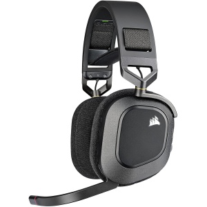 Corsair HS80 RGB WIRELESS Auriculares Inalámbricos para Juegos Multiplataforma RGB - Dolby Atmos - Micrófono Omnidireccional - Compatible con iCUE - PC, Mac, PS5, PS4 - Carbono