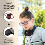 PowerLocus P2 – Auriculares Bluetooth inalambricos de Diadema Cascos Plegables, Casco Bluetooth con Sonido Estéreo Micro SD/TF, FM con micrófono y Audio Cable para Movil, PC, Tablet - Negro/Rojo - Imagen 4