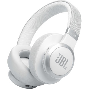 JBL Auriculares inalámbricos circumaurales Live 770NC, con tecnología Bluetooth y cancelación adaptativa de ruido, hasta 65 horas de reproducción, blanco