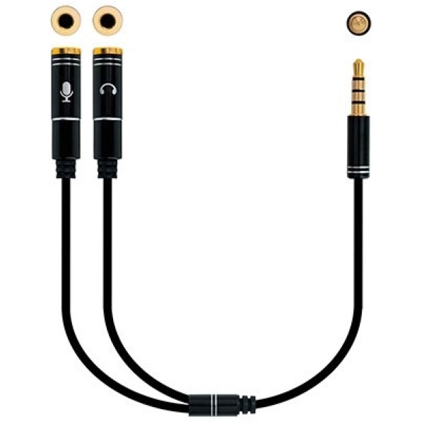 Cable audio 1xjack 3.5 to 2xjack 3.5 0.3m
