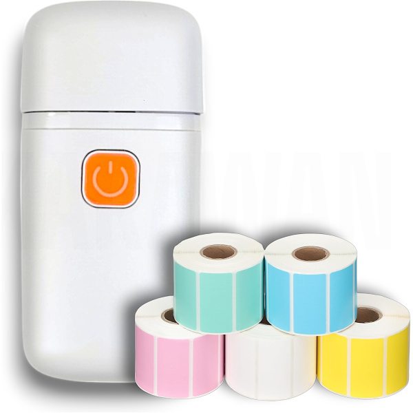 Mini Impresora de Etiquetas de Código de Barras Portátil S + Papel