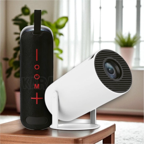 Set Proyector Portátil HY300 4K + Altavoz Bluetooth TG 384